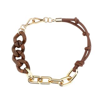 Plan C Plan C, Accessoires, Dames, Veelkleurig, ONE Size, Leer, Ketting met meerdere materialen