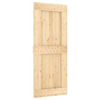 Berkfield Home Sliding Door with Hardware Set 85x210 cm Solid Wood Pine in Light Brown