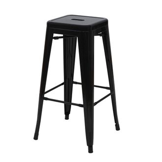 Hhg [nunca Usado] Taburete De Bar Hhg-844, Taburete De Bar Taburete De Mostrador, Metal Dise&ntilde;o Industrial Apilable, Negro