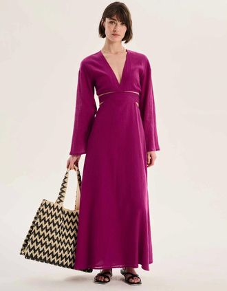 Omnes Womens Orla Cut Out Maxi Dress in Purple - Red - Size: 12