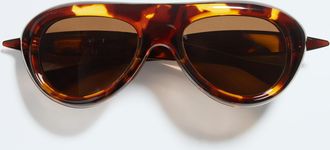 Bottega Veneta Sardine Aviator Sunglasses - Brown - Unisex