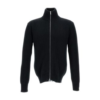 Maison Margiela Cardigans, male, Black, Size: S Maglia con full zip frontale a collo alto