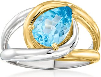 Ross-Simons Swiss Blue Topaz Ring in Sterling Silver and 18kt Gold Over Sterling