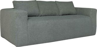 Oviala Sof&aacute; de 3 plazas en tejido boucl&eacute; con cojines verdes L 200 cm