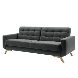 Norrwood home24 Norrwood Schlafsofa Somoto Anthrazit Microfaser 222x87x89 cm mit Schlaffunktion