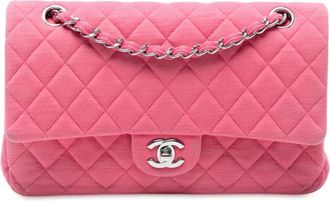Chanel 2014 Medium Classic Jersey Double Flap shoulder bag - women - Cotton - One Size - Pink
