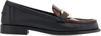 Ferragamo tortoiseshell Gancio loafers - women - Bos Taurus/Lambskin/Goat Skin/Calf Leather - 11.5C - Black