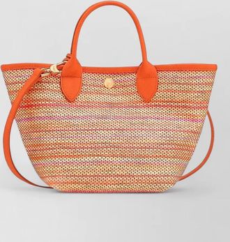 Longchamp raffia effect canvas xs basket tote bag