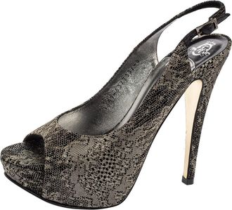 Gina Metallic Bronze Lurex Fabric Platform Slingback Pumps
