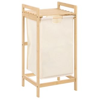 Beliani Cesta Para La Ropa Sucia Desmontable Y Lavable De Tela Beige Para El Ba&ntilde;o Marr&oacute;n Claro Torotal