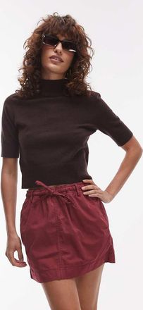 Topshop pull-on utility skirt in stone-Neutral