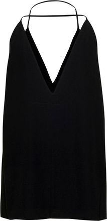 Toteme Womens Black Silk Top With Double Halter Neck Tops