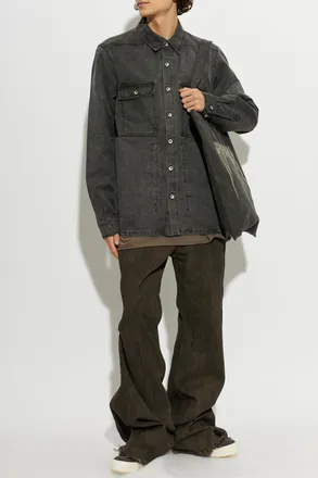 Rick Owens Denim Shirt, Mens, Grey
