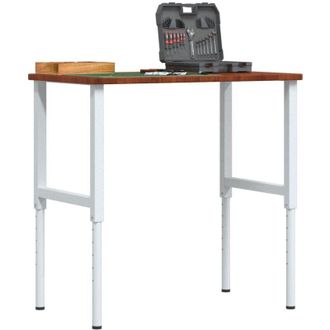 vidaXL Banco De Trabajo Rectangular Madera Maciza 100x60x(71,5-98) Cm Vidaxl