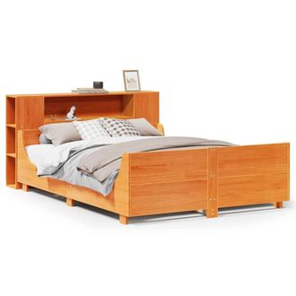 Berkfield Home Bed Frame Frame Wax Brown 150x200 cm King Size Solid Wood Pine