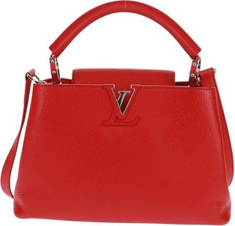 Louis Vuitton Capucines Bag Leather Red Leather Handbag (Pre-Owned)