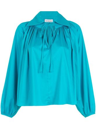 OLYMPIAH gathered-detail long-sleeved blouse - Blue