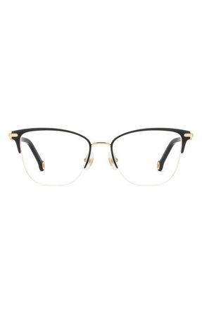 Carolina Herrera 52mm Cat Eye Reading Glasses in Gold Black at Nordstrom