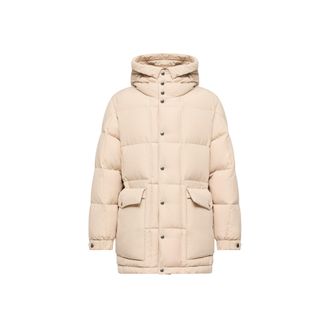 Moncler Moncler Sylmara Hooded Long Down Jacket, Men, Beige, Size: 1