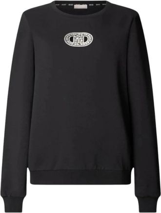 Liu Jo Basic Crew Neck Sweatshirt - Dames - Sweatshirts - Zwart - 2XS - Katoen - Hoodies & sweatvesten