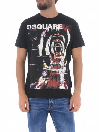 Dsquared2 Mens Psychedelic Bros Cotton T-Shirt In Black