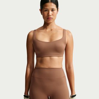 Nike Womens SKIMS Matte Scoop-Neck Bra in Brown | IR5035-263