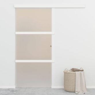 vidaXL Vidaxl - Puerta Corredera Con Topes Suaves Vidrio Esg Aluminio 90x205 Cm