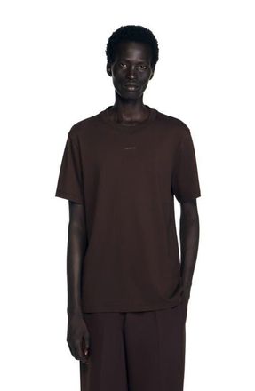 Sandro Cotton T-shirt with logo in Chocolate at Nordstrom, Size Xx-Large