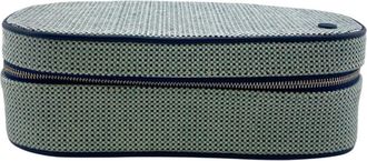 Herm&egrave;s Blue Canvas Leather Pouch (Pre-Owned)