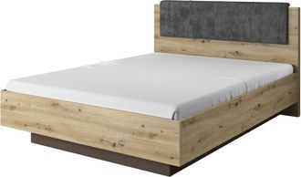 AKL FURNITURE Cama efecto madera Gris 160x200