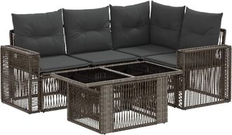vidaXL Conjunto De Sof&aacute;s De Jard&iacute;n 5 Uds. Gris Y Gris Oscuro Vidaxl
