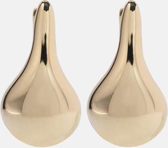 Stone and Strand Droplet 10kt gold hoop earrings