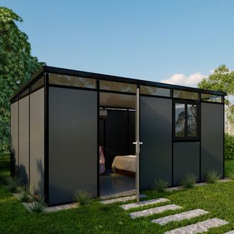 Dmora Caseta De Jard&iacute;n Sucre, Suelo Antideslizante, Con Lucernario, Modular Y Componible, Techo 1 Pendiente Hecho En Italia, Techo De Pl&aacute;stico