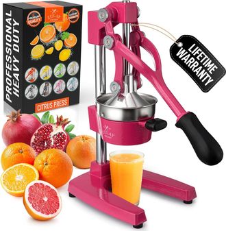 Zulay Kitchen Cast Iron Juicer - Heavy Duty Manual Juicer with Detachable Strainers