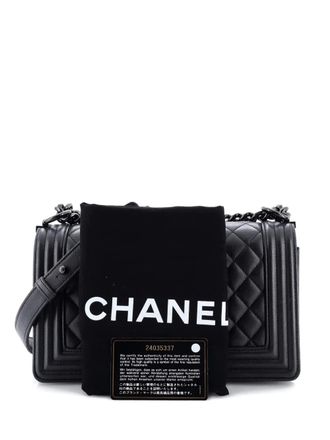 Chanel So Black Boy Flap Bag Quilted Lambskin Old Medium shoulder bag - Zwart