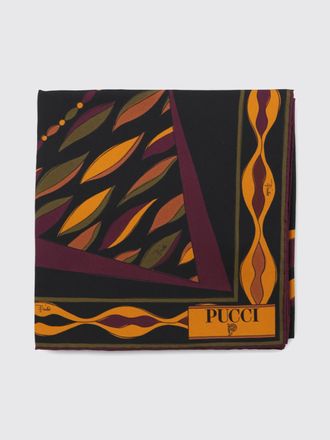 Pucci Foulard quadrato in pura seta con stampa astratta e logo