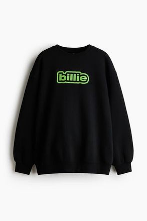 H&M Oversized Print-motif Sweatshirt in Black/billie Eilish at Nordstrom, Size Xx-Large