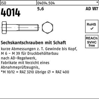 OEM Tornillo Hexagonal Iso 4014 Con V&aacute;stago M 33 X 140 5.6 W7 5 Piezas