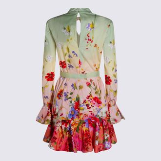 Roberto Cavalli Womens Floral Silk Blend Dress Multicolor