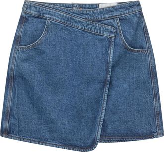 Munthe Denim Omslag Rok Blauw - Dames - Denim shorts - Blauw - 2XL - Denim - Korte Broeken