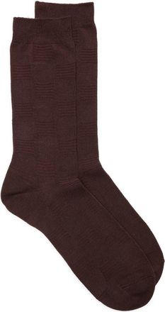 Nordstrom Textured Check Viscose Blend Socks in Brown Coffee at Nordstrom