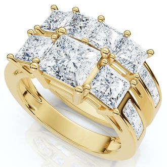 Pompeii3 3 1/2Ct Princess Cut Diamond Engagement Ring Set 14k Gold or Platinum Lab Grown