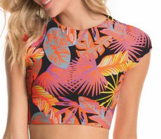 Maaji Swim Reversible Crop Top In Mahogany Palm