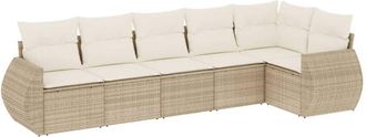 vidaXL Vidaxl - Juego De Sof&aacute;s Jard&iacute;n Con Cojines 6 Pzas Rat&aacute;n Sint&eacute;tico Beige