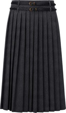 Liu Jo Pliss&eacute; Midi Rok - Dames - Midirokken - Grijs - XS - Leer - Rokken