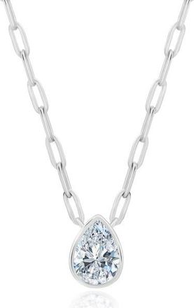 Crislu Cubic Zirconia Bezel Pendant Necklace in Platinum at Nordstrom