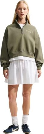 Nike Studio Fleece Medium Weight Oversized 1/4-Zip Cropped Top - Dames - Sport - Groen - Maat: XL Fleece