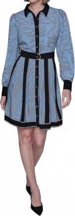 Karl Lagerfeld Rope Print Midi Shirt Dress In Blue