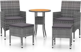 vidaXL Juego De Muebles De Jard&iacute;n De 5 Piezas Rat&aacute;n Sint&eacute;tico Gris Vidaxl