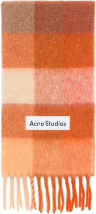 Acne Studios Sciarpa a quadri con frange - Arancione